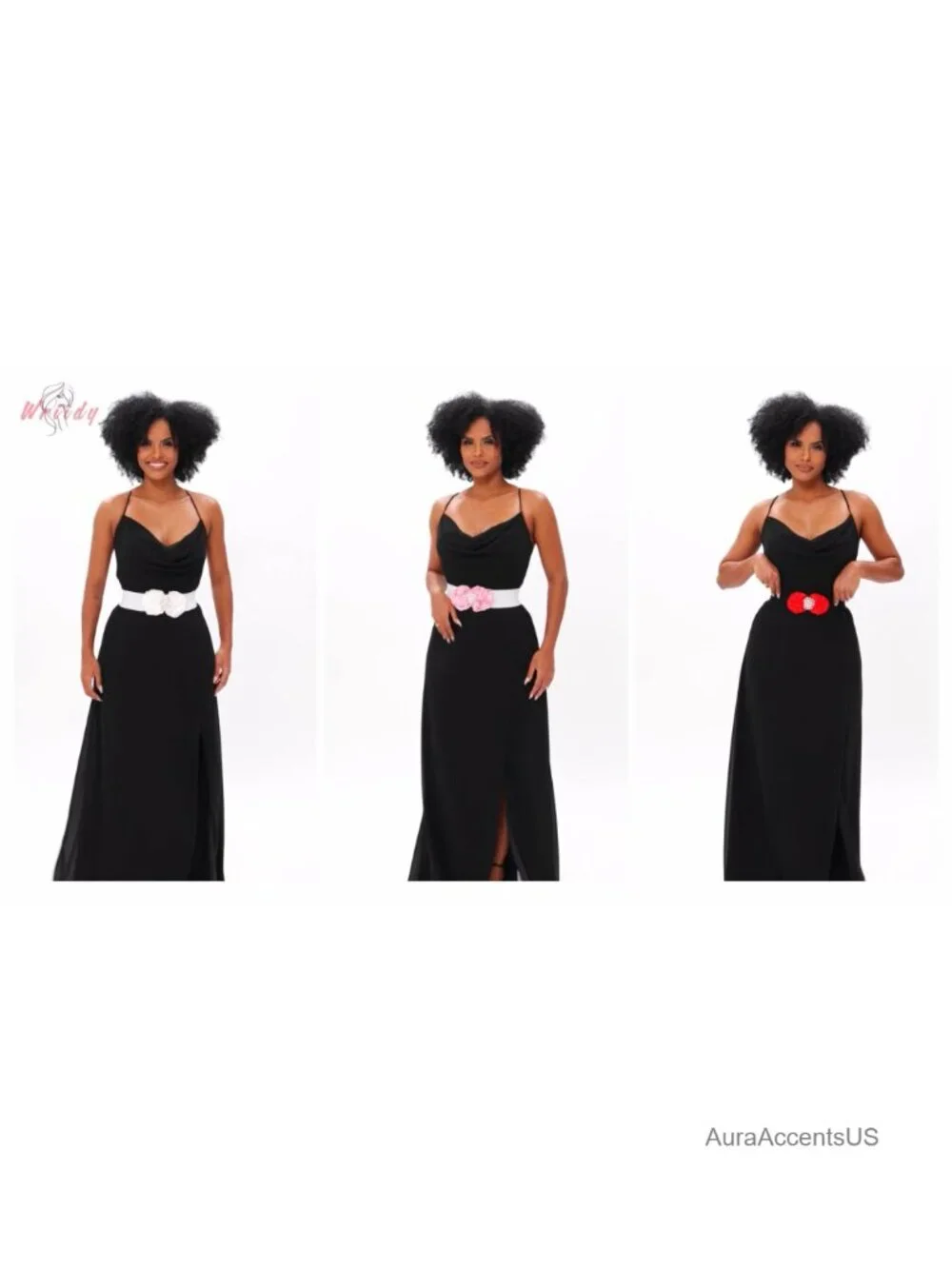 Wide Stretchy Belt with Pearl Flower Detail Elastic Formal Waist Belt